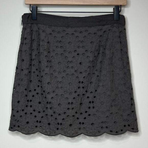 J.Crew Factory Gray Floral Eyelet Skirt Size 0 - Picture 5 of 7